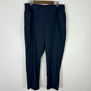 Chicos Pull On Pants 16R Navy Slim Ankle Stretch Office Career Chic Minimalist